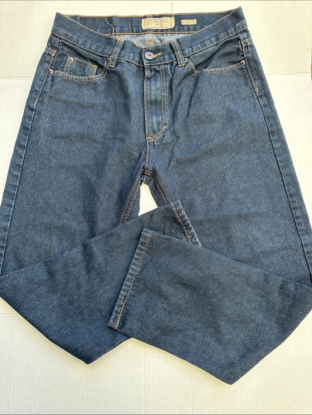 Vintage Straight-Leg Jeans in Dark Blue Denim